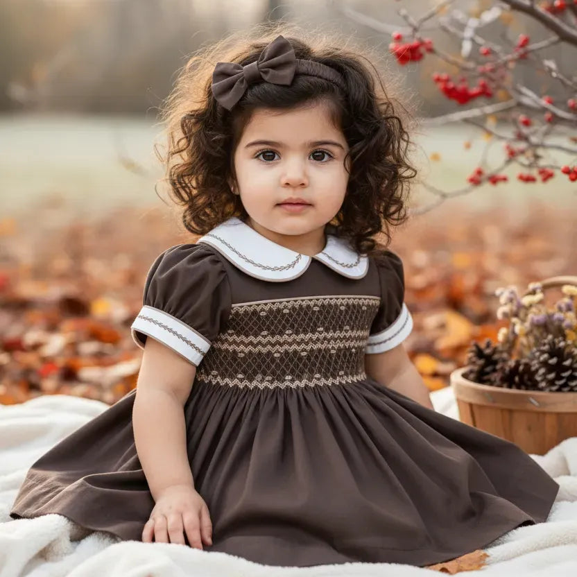 Ocean Baby Girls 'Mulberry Bloom' Sateen Smocked Petticoat Layered Dress - (NB-10Yrs)
