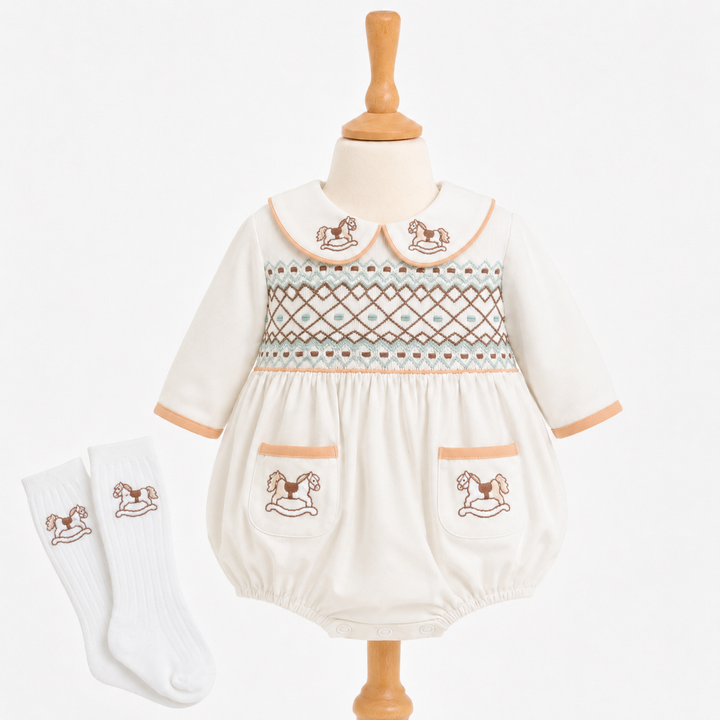 smocked baby boys bubble