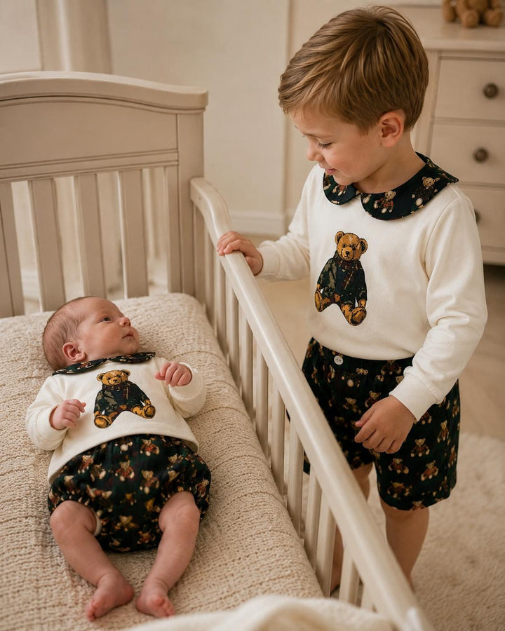 Ocean Baby Boys Heritage Teddy Cotton Blend Jumper & Shorts Set (6M-6Y)
