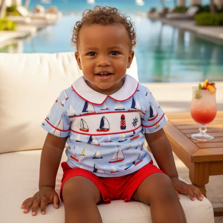 Ocean Baby Two Piece Smocked Nautical Set (6M-6Yrs)