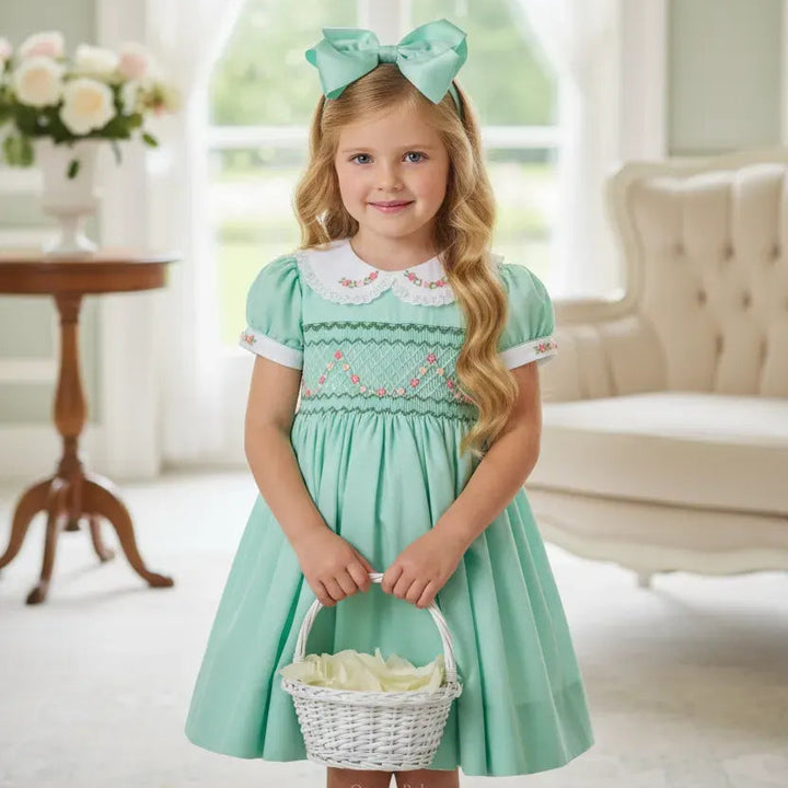 Ocean Baby Girls Mint Smocked Petticoat Layered Dress (NB-10Yrs)