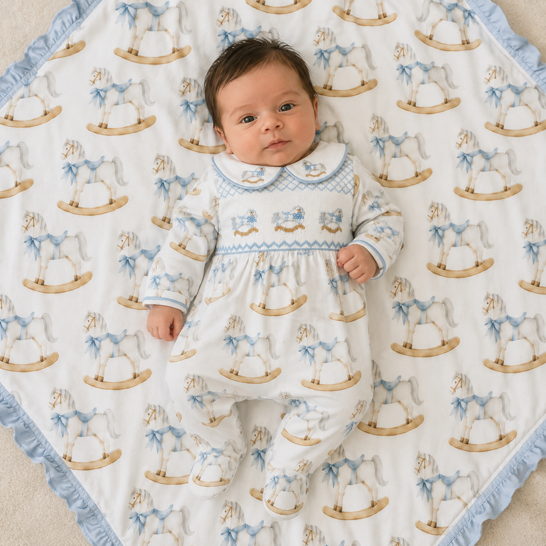 Ocean Baby 'My Little Rocking Horse Dreams' Smocked Sleepsuit (NB-18M)