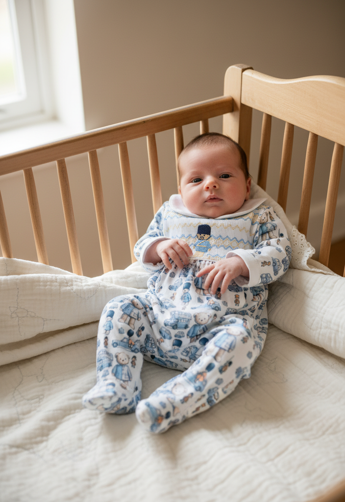 Ocean Baby Boys Smocked Soldier Bear Sleepsuit Set (NB-18M)