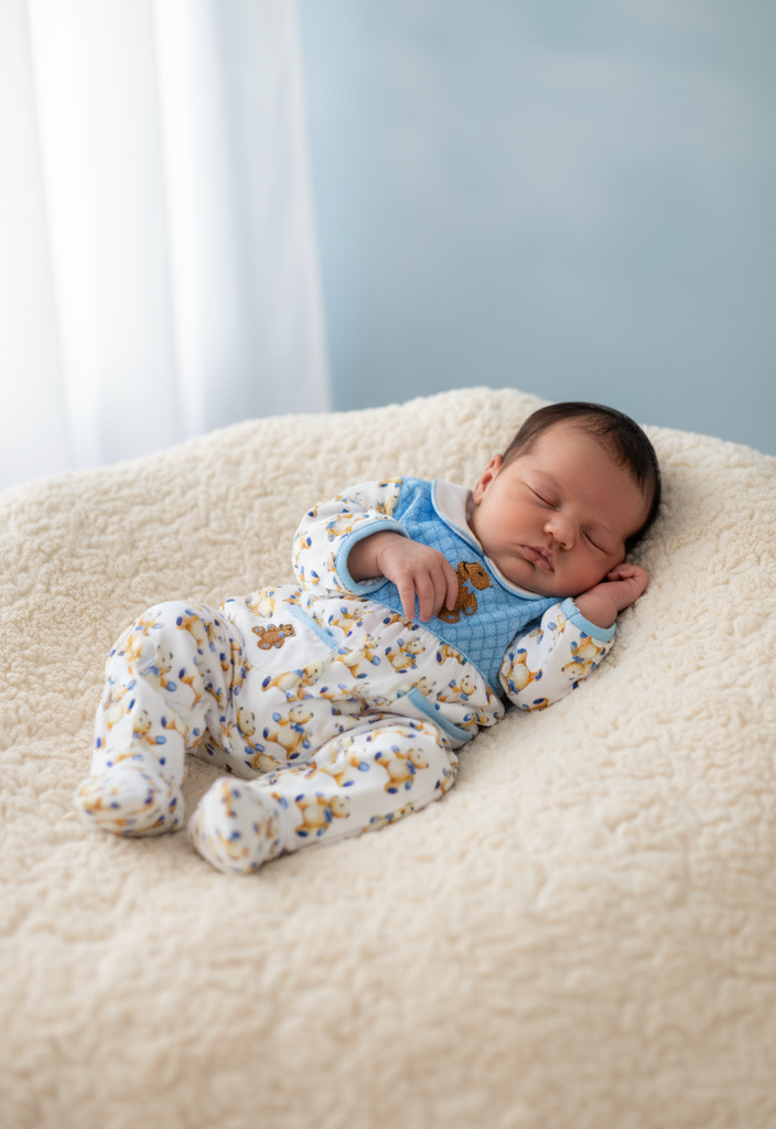 Ocean Baby Boys Smocked Teddy Sleepsuit & Bib Set (NB-12M)