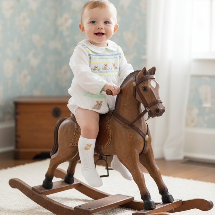 white cotton smocked baby boys outfit luxury handmade baby clothes 