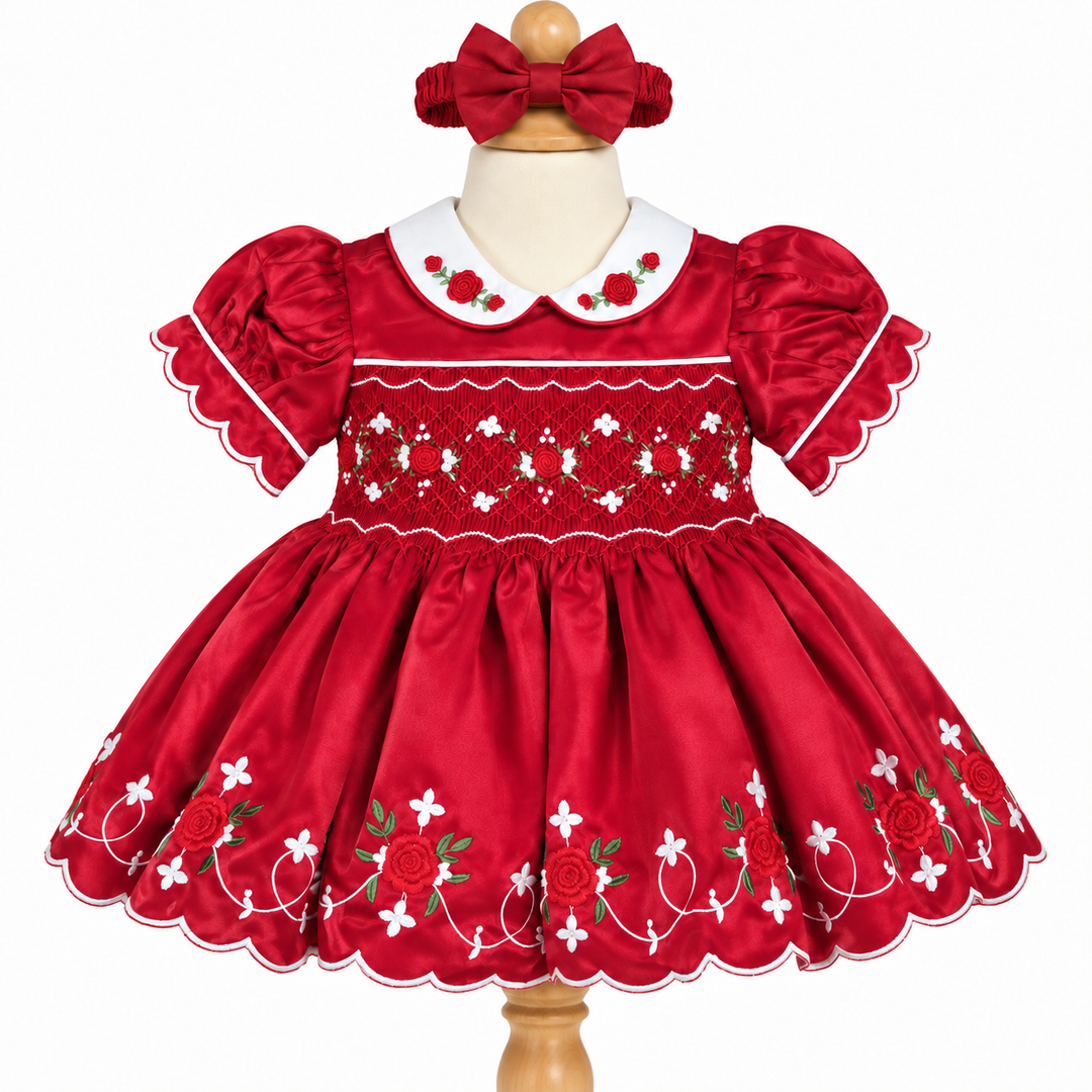 Ocean Baby Girls 'Scarlet Frost' Smocked Petticoat Layered Dress (NB-10Yrs)