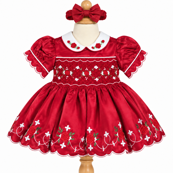 Ocean Baby Girls 'Scarlet Frost' Smocked Petticoat Layered Dress (NB-10Yrs)