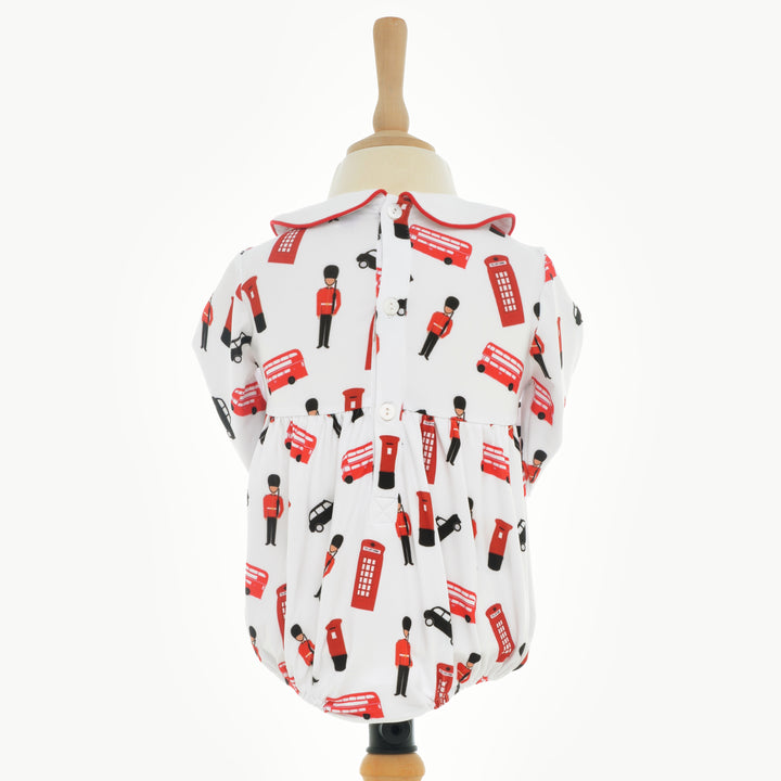 Ocean Baby Boys London Soldier Smocked Bubble Suit Set White (NB-2Yrs)