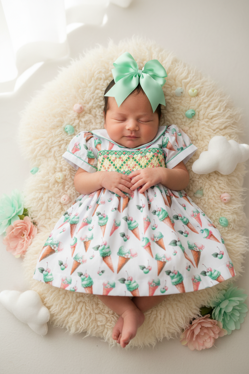 Ocean Baby Smocked Mint Ice Cream Petticoat Layered Dress (3M-10Y)