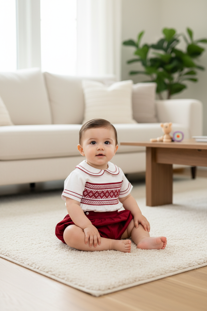 Ocean Baby Boy's Bordeaux Sateen Buster Suit (NB-3Yrs)