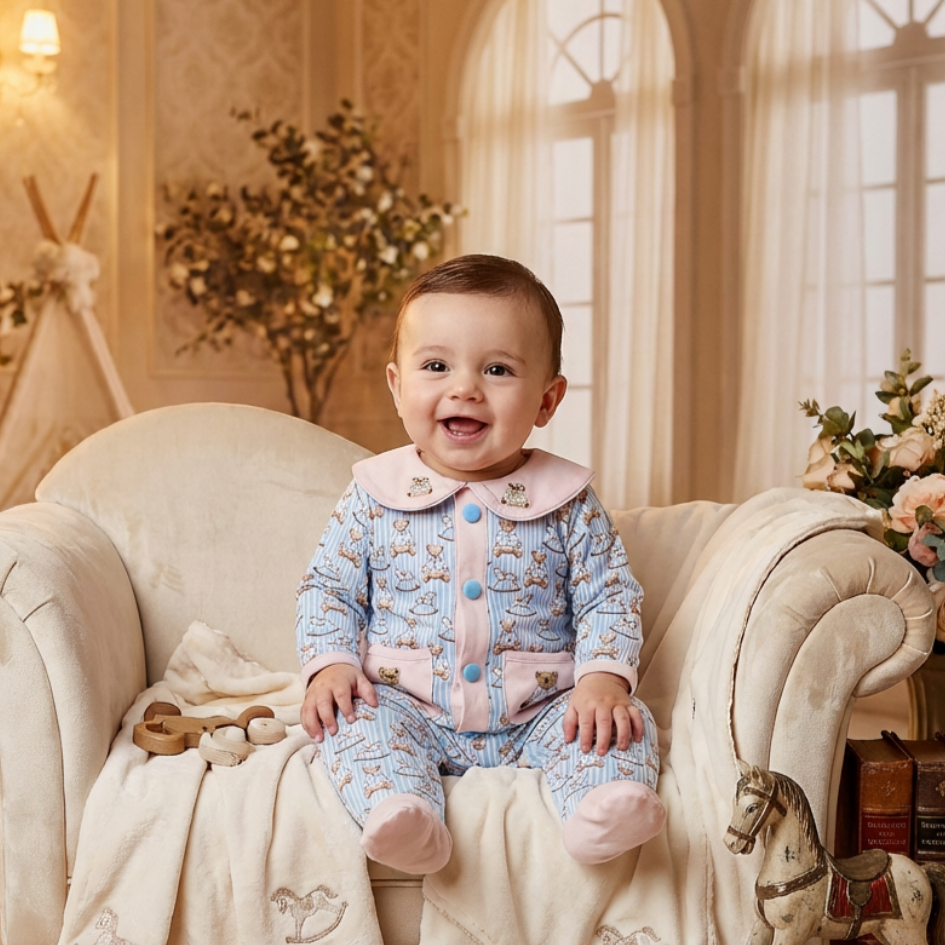 handmade baby boys wear teddy themed baby clothes 