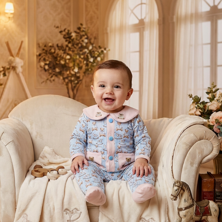 handmade baby boys wear teddy themed baby clothes 