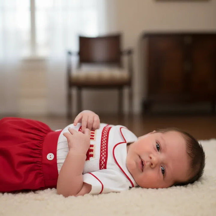 Ocean Baby Scarlet Frost Train Themed Smocked Buster Suit (NB-3Yrs)