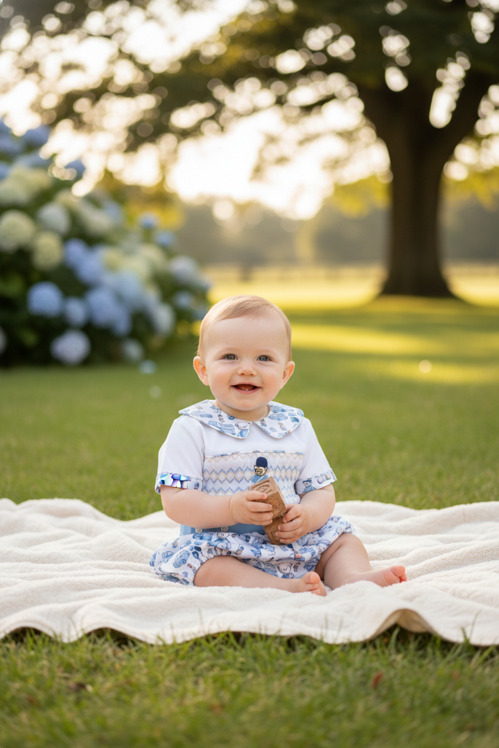 Ocean Baby Boys Soldier London Bear Smocked Buster Suit Set (NB-2Yrs)