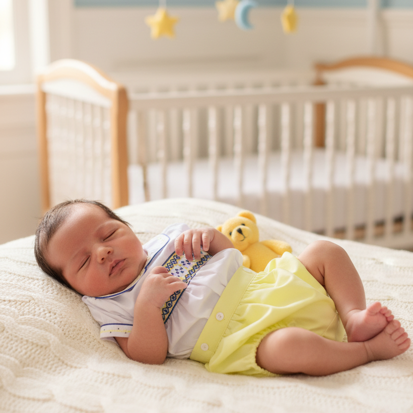 lemon cotton baby boys hand smocked suit set newborn to 2 years 