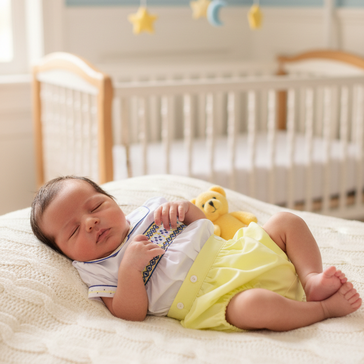 lemon cotton baby boys hand smocked suit set newborn to 2 years 