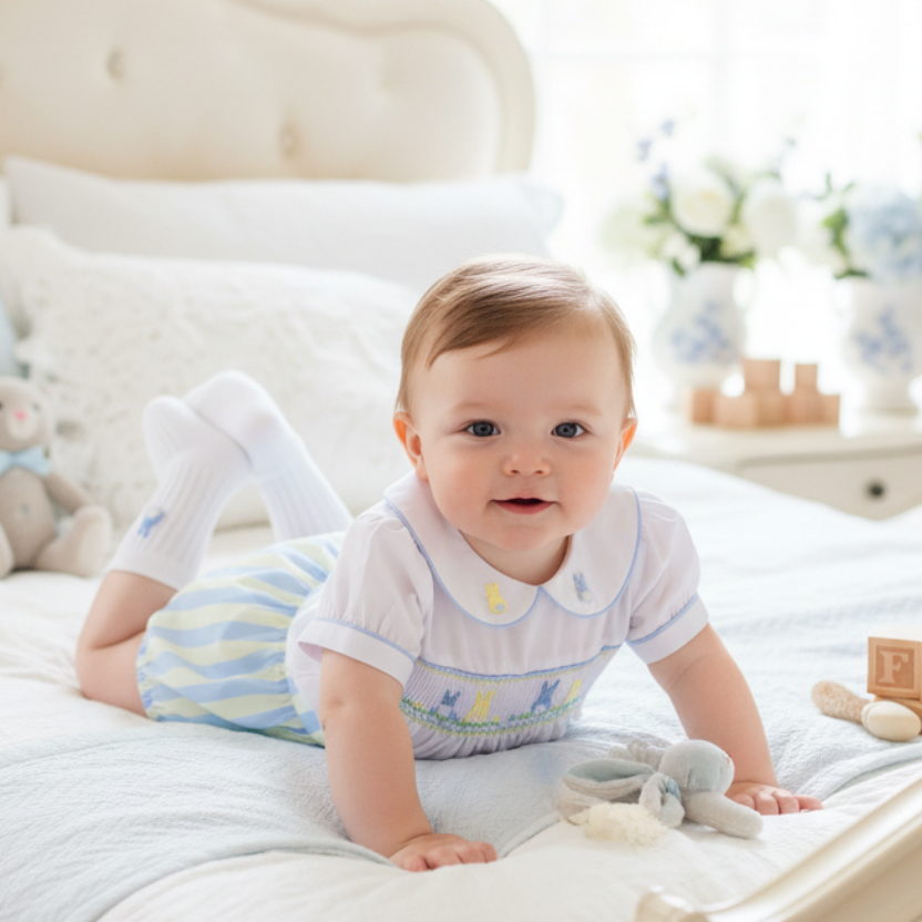Ocean Baby 'My Little Blueberry Lemon Pie' Bunny Smocked Outfit Set (NB-3Yrs)
