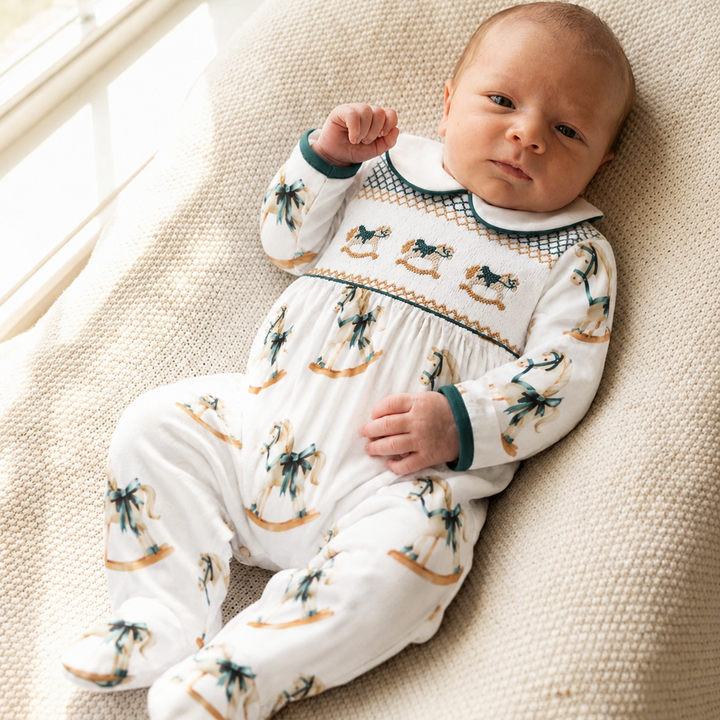 luxury smocked baby boys sleepsuits 