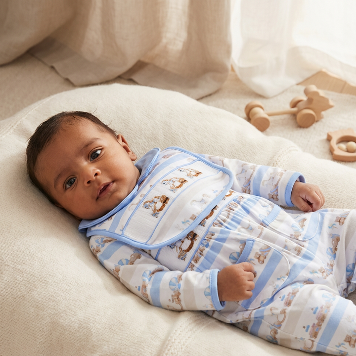 Ocean Baby Boys Smocked Toy Rocking Horse Sleepsuit & Bib Set (NB-12M)