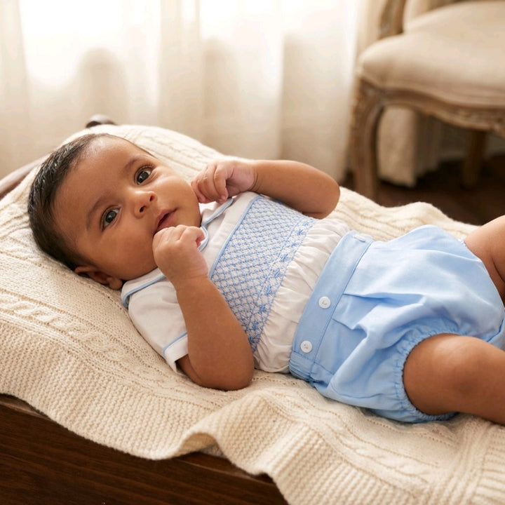 Ocean Baby Exclusive Topaz Smocked Satin Buster Suit (NB-3Yrs)