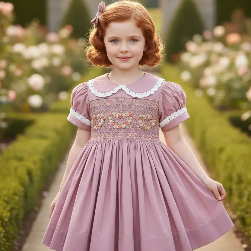 Ocean Baby Girls 'Mulberry Make-Up' Sateen Smocked Petticoat Layered Dress - (NB-10Yrs)
