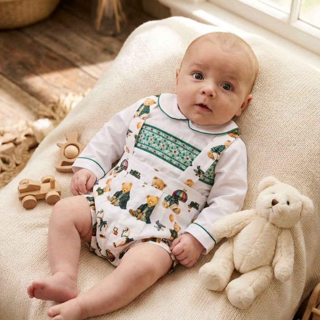 luxury smocked baby boys dungaree sets