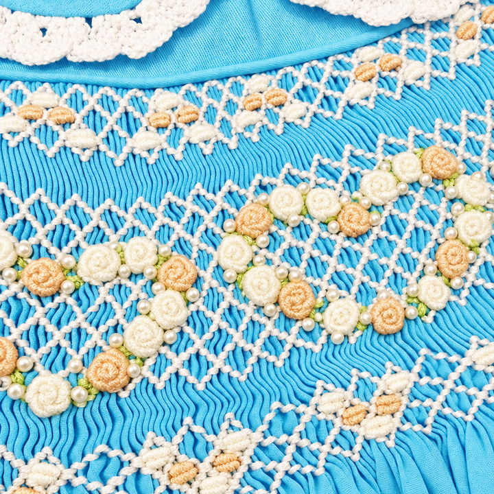 Ocean Baby Girls 'Pearl Tide' Sateen Smocked Petticoat Layered Dress (NB-10Yrs)