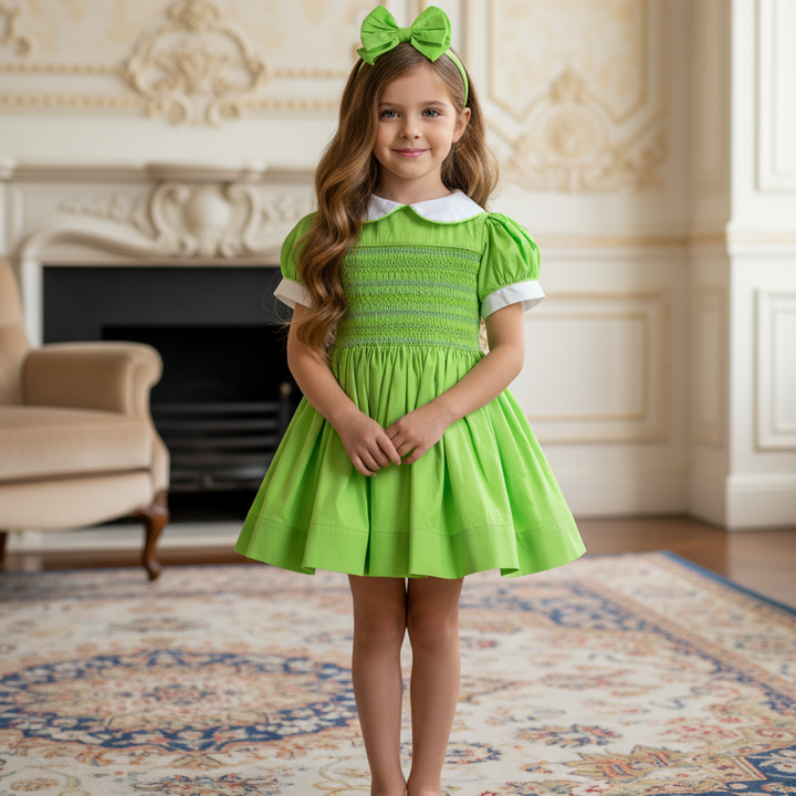 traveller style green dresses smocked cotton dresses 