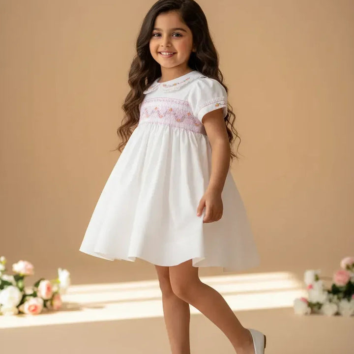 Ocean Baby Girls Milk White Smocked Petticoat Layered Dress (NB-10Yrs)