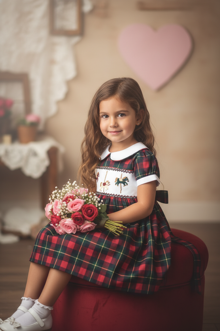 Ocean Baby Girls Trio Plaid Smocked Petticoat Layered Dress (NB-8Yrs)