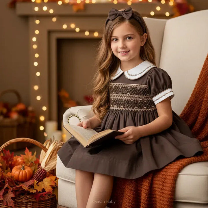 Ocean Baby Girls 'Mulberry Bloom' Sateen Smocked Petticoat Layered Dress - (NB-10Yrs)