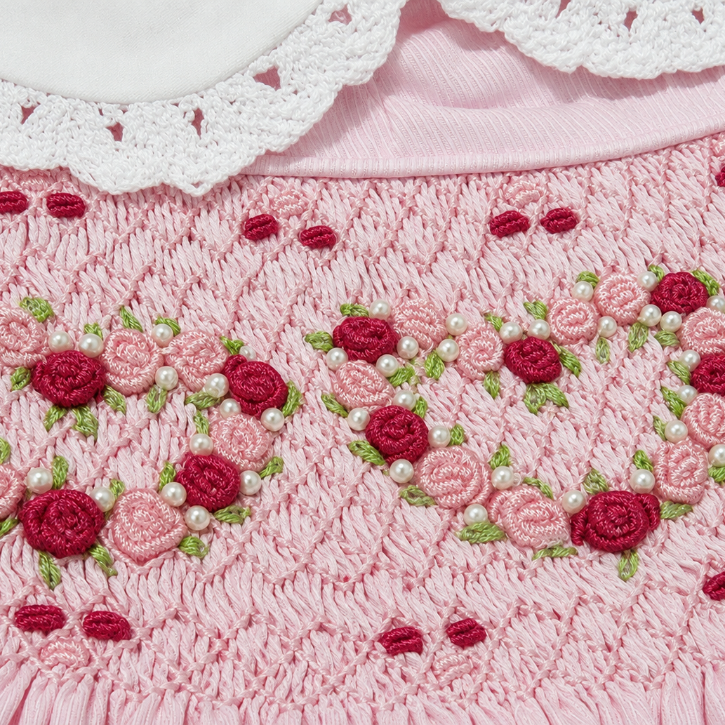 Ocean Baby Girls 'Rose Sugar Swirl' Smocked Petticoat Layered Dress (NB-10Yrs)