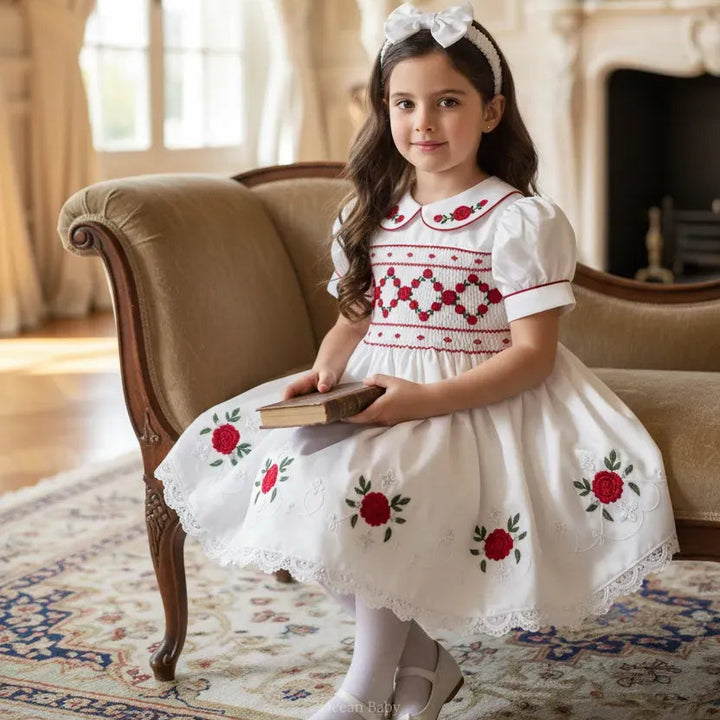 Ocean Baby Girls 'Snow Berry' Smocked Petticoat Layered Dress (NB-10Yrs)