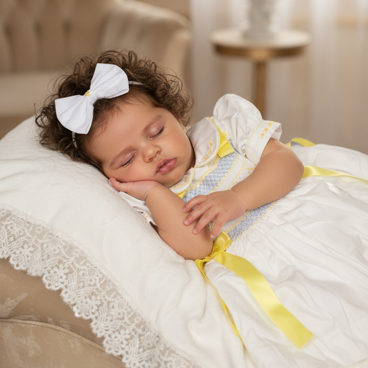 white baby spring smocked dress girls white cotton luxury dress