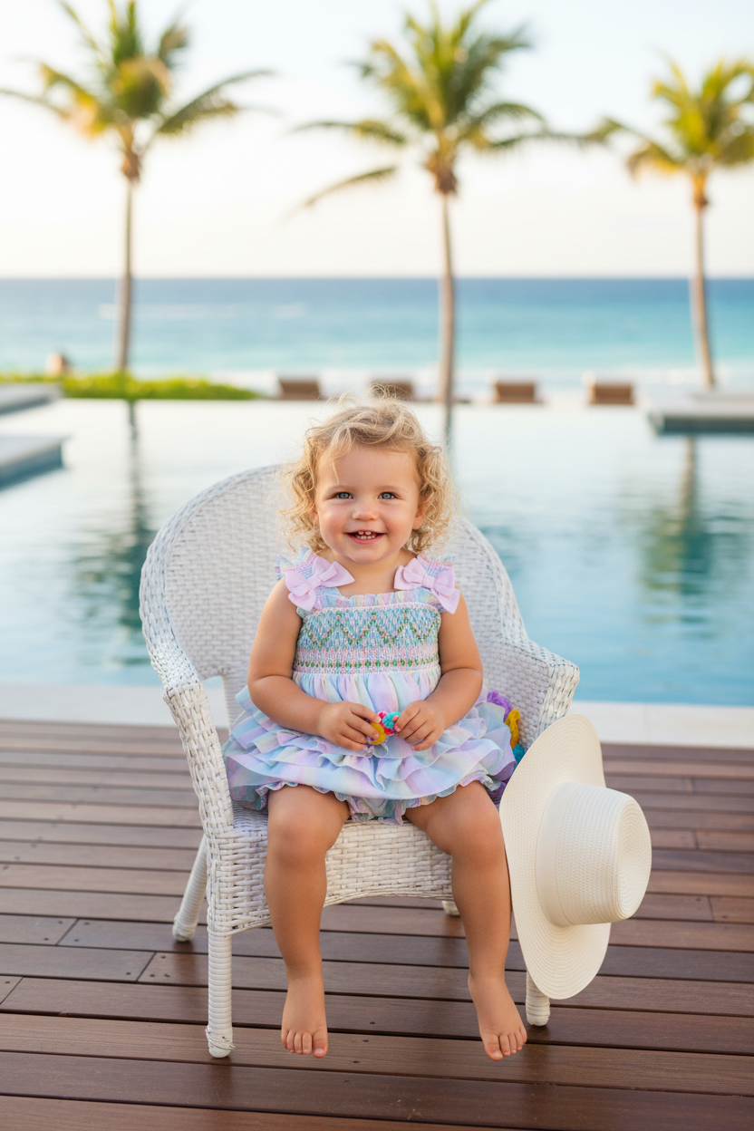 Ocean Baby Girls Multicoloured Ruffle Smocked Shorts Set (12M-10Y)