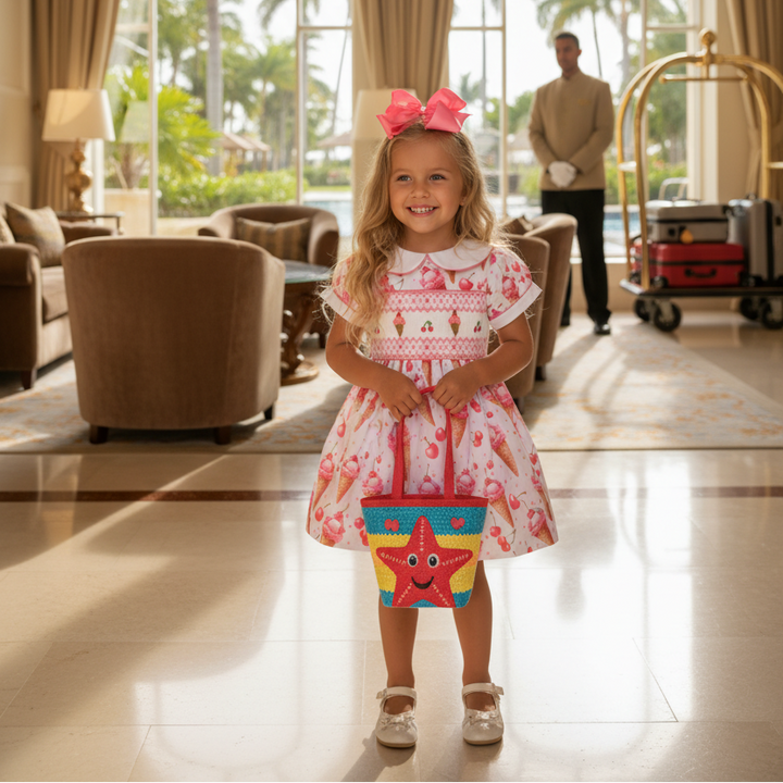 summer baby girls smocked dresses icecream themed