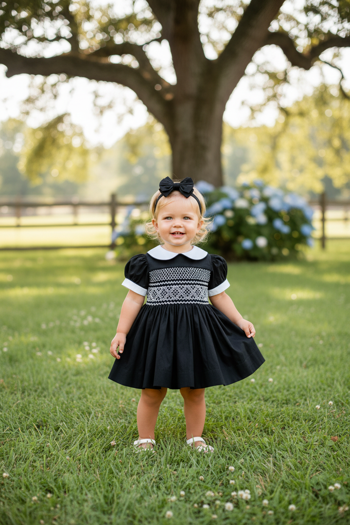 Ocean Baby Girls Liquorice Sateen Smocked Petticoat Layered Dress - (3M-10Yrs)