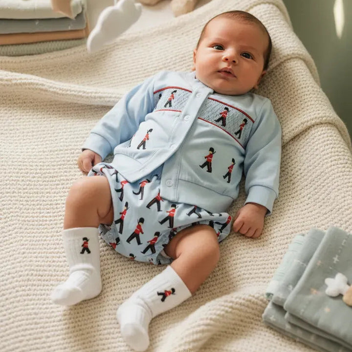 Ocean Baby Smocked Soldier Cardigan & Pants Outfit (NB-3Yrs)