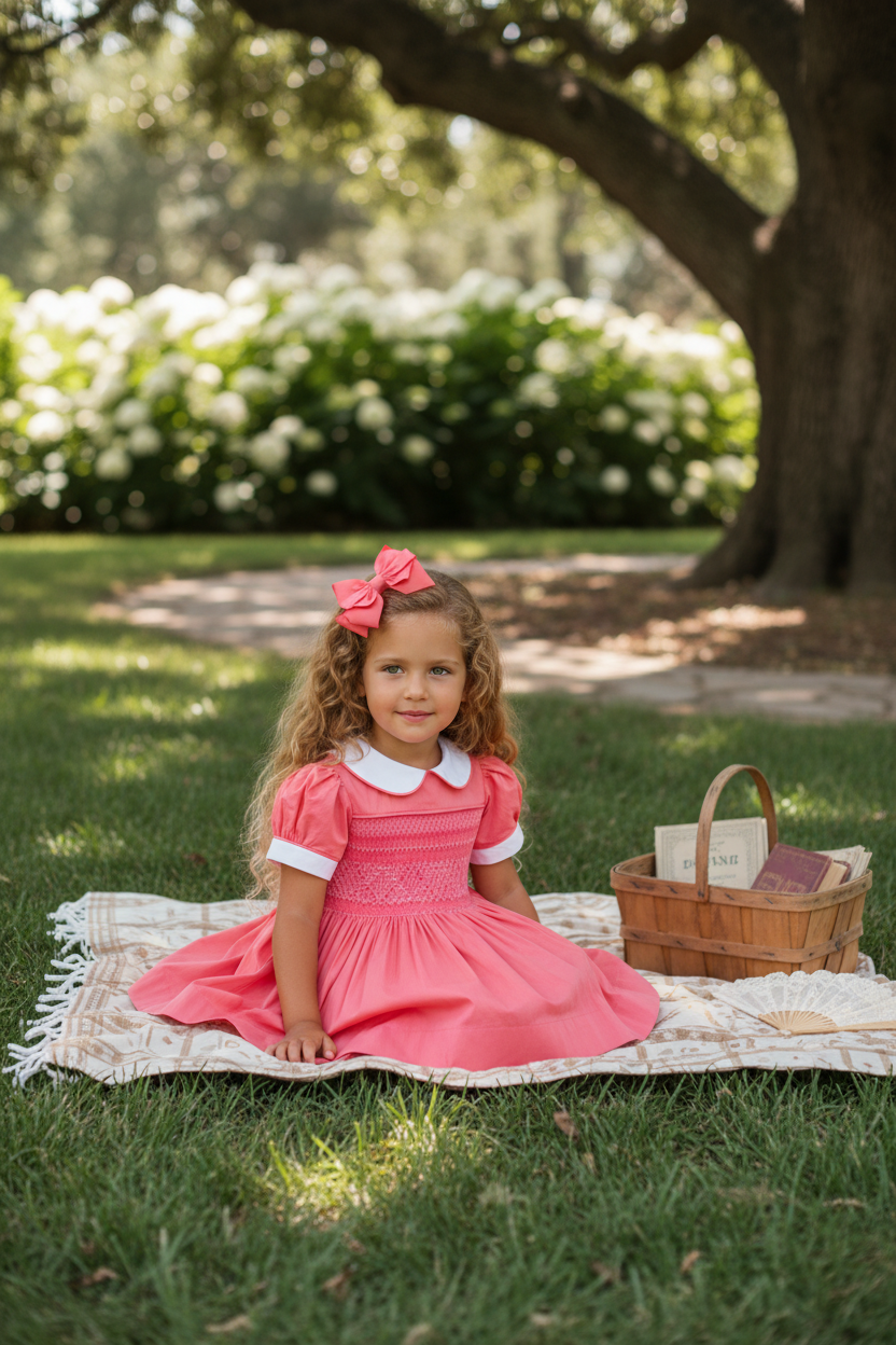 Ocean Baby Girls Salmon Sateen Smocked Petticoat Layered Dress - (NB-10Yrs)