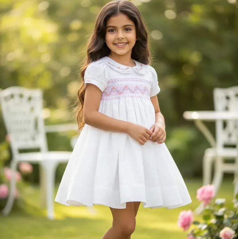 Ocean Baby Girls Milk White Smocked Petticoat Layered Dress (NB-10Yrs)