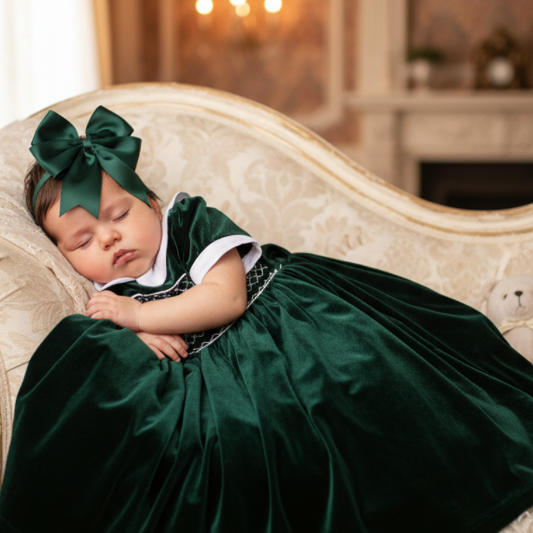 baby girls dress in green