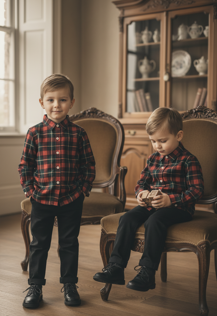 Ocean Baby Boys Trio Plaid Cotton Shirt  (12M-12Yrs)