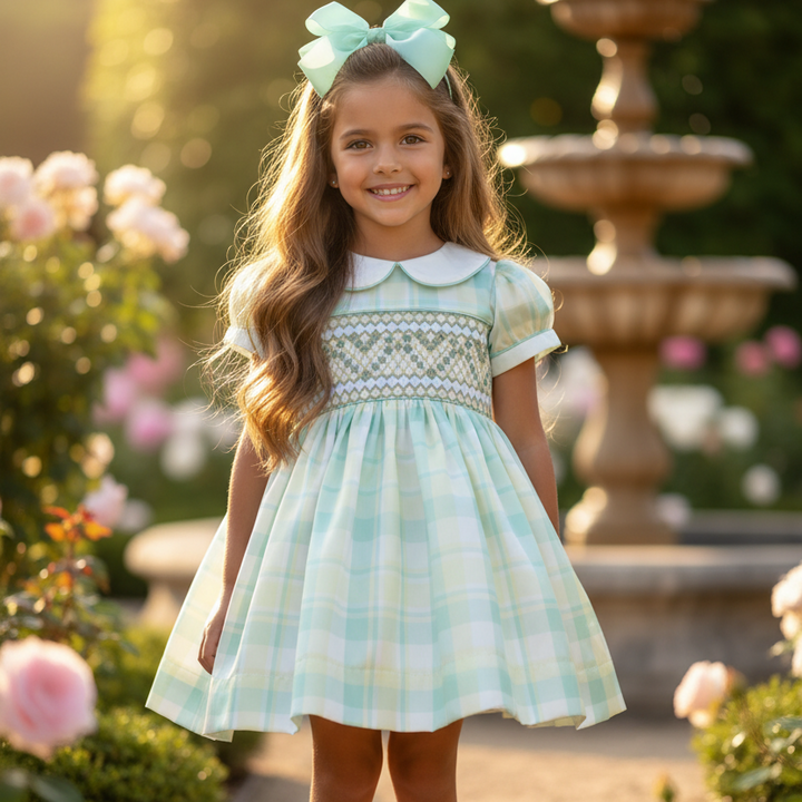 girls mint party dress handmade girls smocked dress