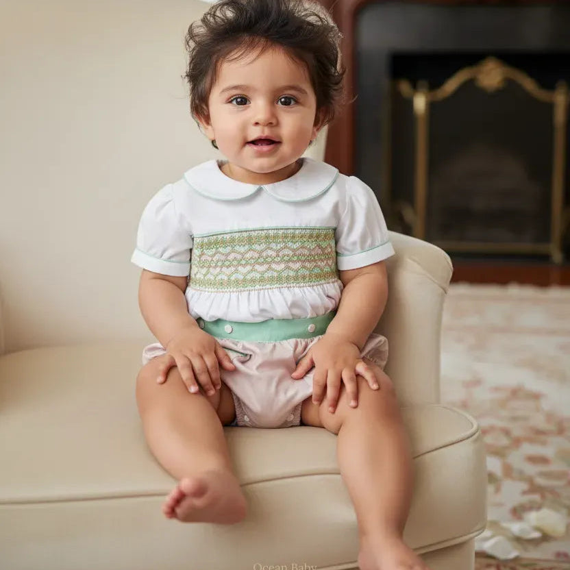 Ocean Baby Boys Smocked Creme Brulee Buster Suit (NB-3Yrs)