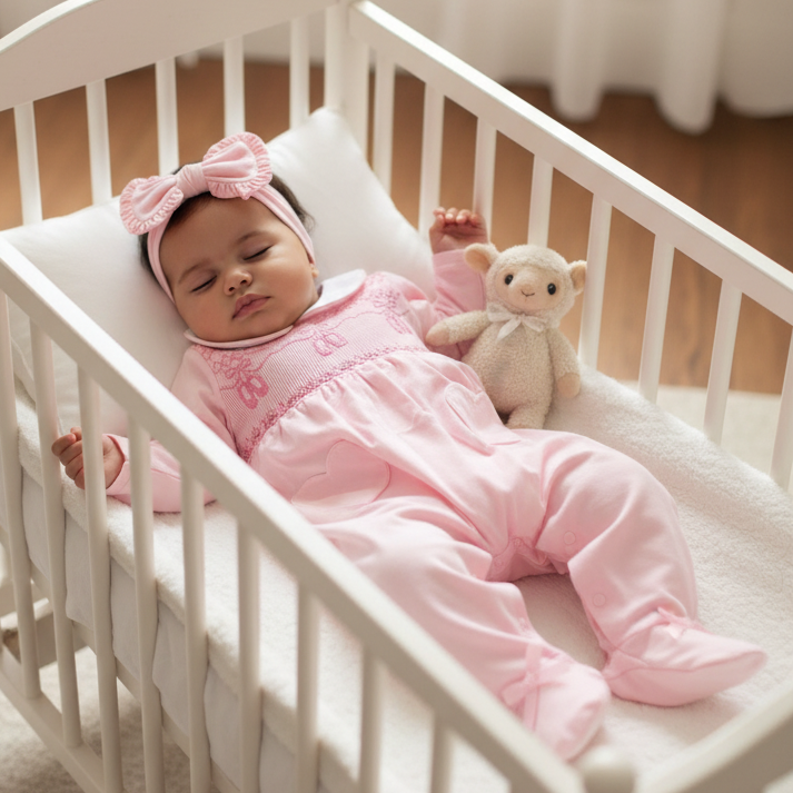 Ocean Baby Girls Pink Ballerina Slippers Smocked Sleepsuit & Headband Set (NB-18M)