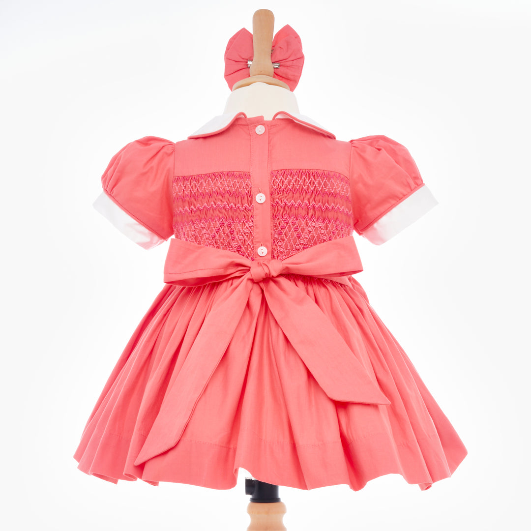 Ocean Baby Girls Pink Salmon Sateen Smocked Petticoat Layered Dress - (NB-10Yrs)