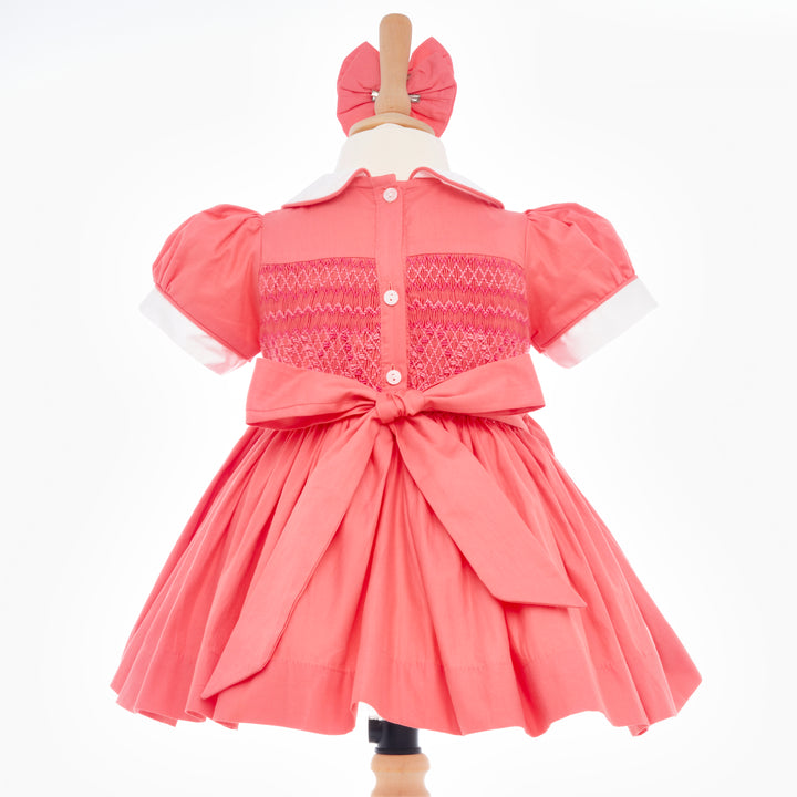 Ocean Baby Girls Pink Salmon Sateen Smocked Petticoat Layered Dress - (NB-10Yrs)