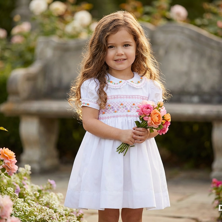 Ocean Baby Girls Milk White Smocked Petticoat Layered Dress (NB-10Yrs)