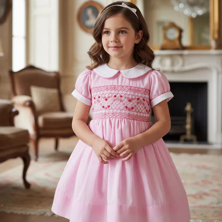 Ocean Baby Girls Powder Pink Heart Smocked Petticoat Layered Dress - (NB-8Yrs)