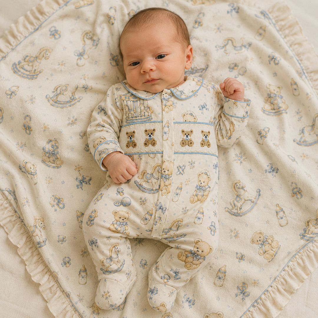 Little Cream Carousel Dreams Ruffle Baby Blanket